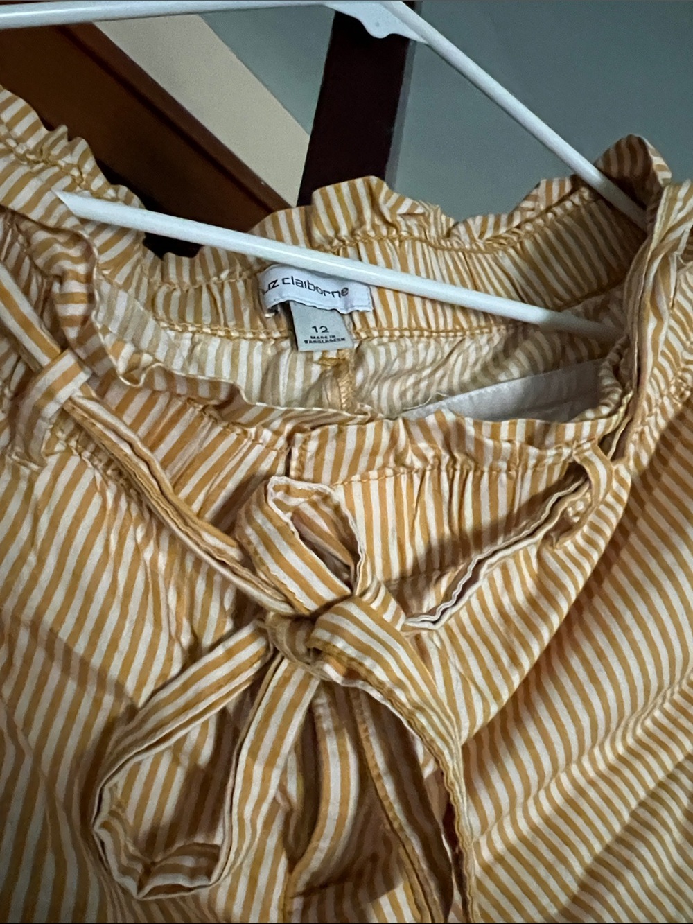 Liz Claiborne Yellow and White Striped Tie-Waist Shorts